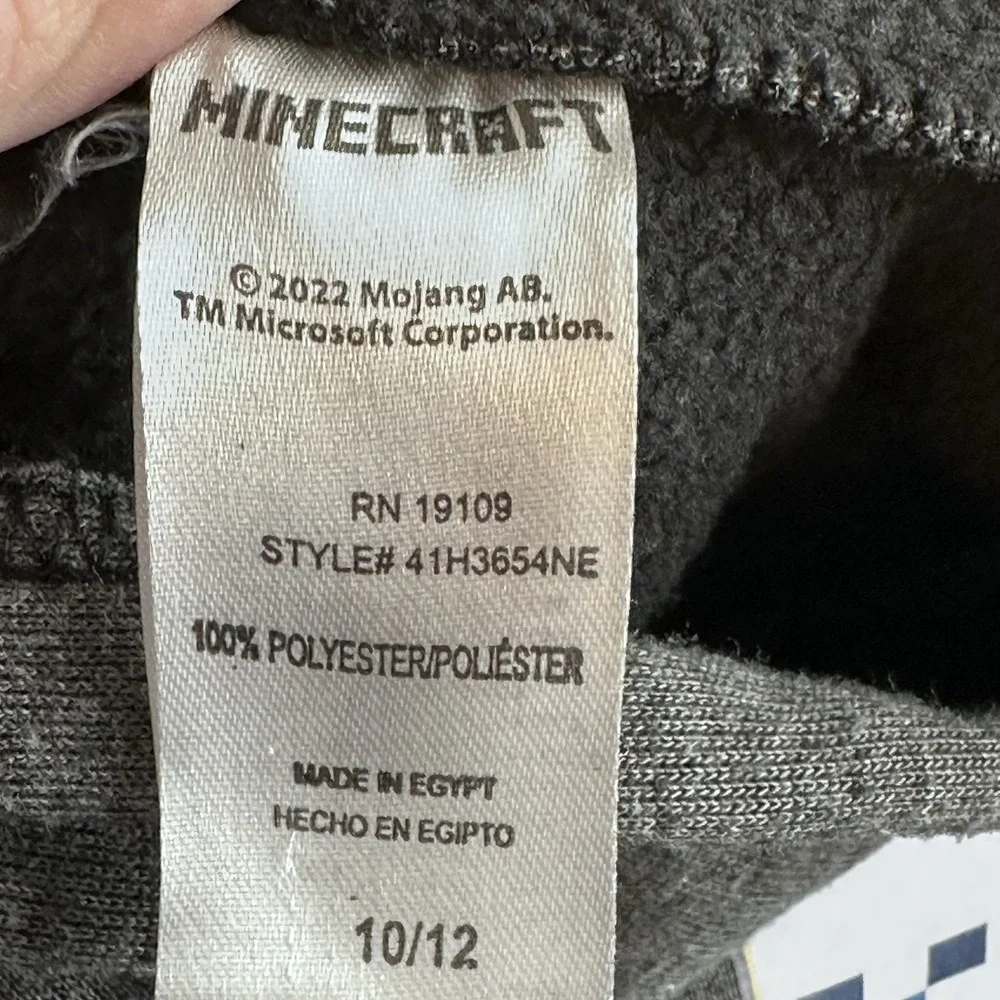 Adidas Minecraft Youth Boys Hoodie Pullover Sweatshirt Gray, Size Large (10/12)